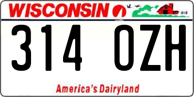 WI license plate 314OZH