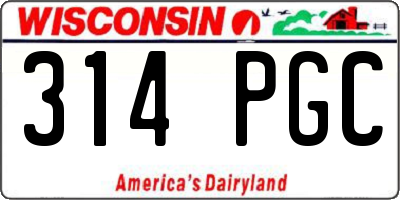 WI license plate 314PGC