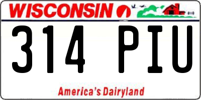 WI license plate 314PIU