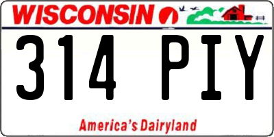 WI license plate 314PIY