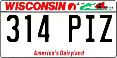 WI license plate 314PIZ