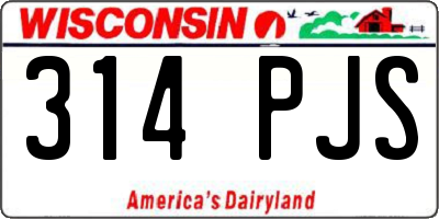 WI license plate 314PJS