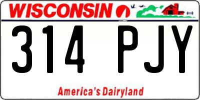 WI license plate 314PJY