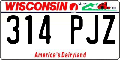 WI license plate 314PJZ