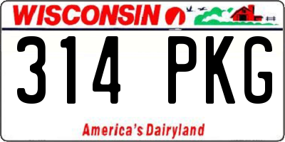 WI license plate 314PKG