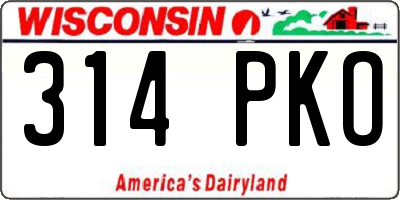 WI license plate 314PKO