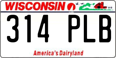 WI license plate 314PLB