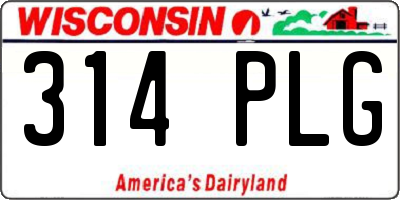 WI license plate 314PLG
