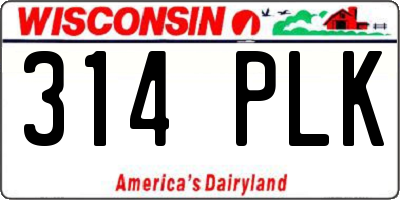 WI license plate 314PLK