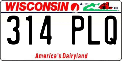 WI license plate 314PLQ