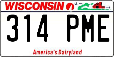 WI license plate 314PME