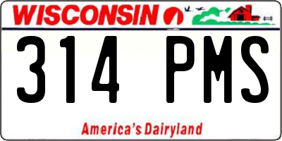 WI license plate 314PMS