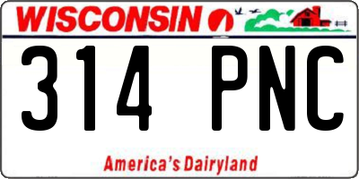WI license plate 314PNC