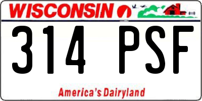 WI license plate 314PSF