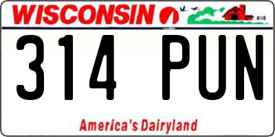 WI license plate 314PUN