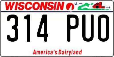 WI license plate 314PUO