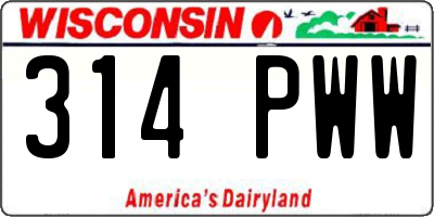 WI license plate 314PWW