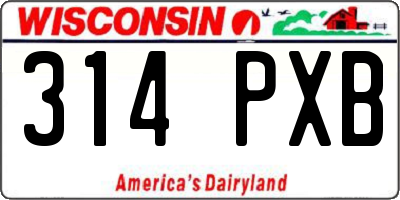 WI license plate 314PXB