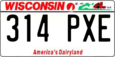 WI license plate 314PXE