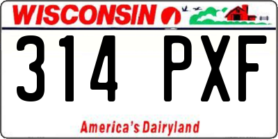 WI license plate 314PXF