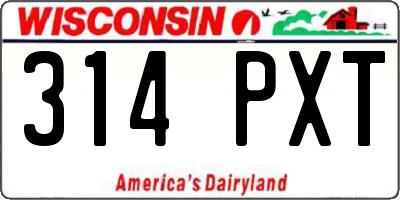 WI license plate 314PXT
