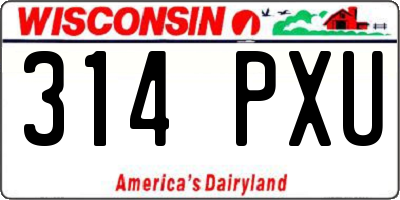 WI license plate 314PXU