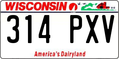 WI license plate 314PXV