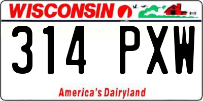 WI license plate 314PXW
