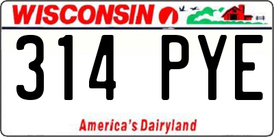 WI license plate 314PYE