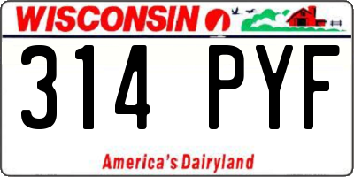 WI license plate 314PYF