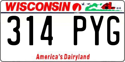 WI license plate 314PYG