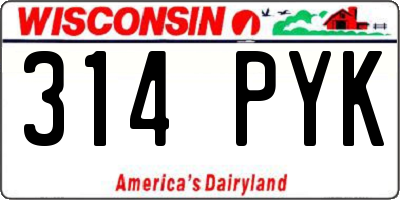 WI license plate 314PYK
