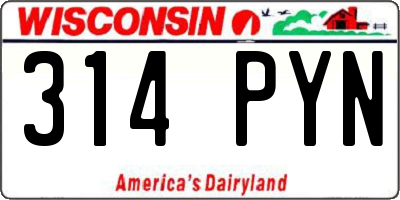 WI license plate 314PYN