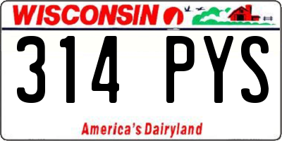 WI license plate 314PYS