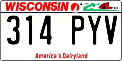 WI license plate 314PYV