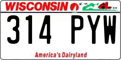 WI license plate 314PYW