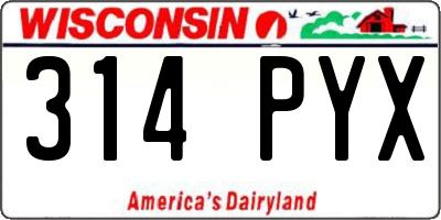 WI license plate 314PYX