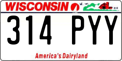 WI license plate 314PYY