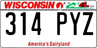 WI license plate 314PYZ
