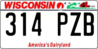 WI license plate 314PZB