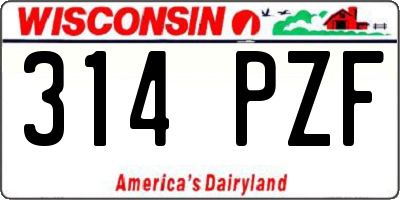 WI license plate 314PZF