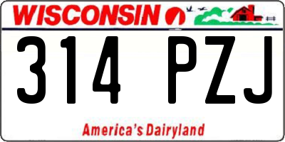 WI license plate 314PZJ
