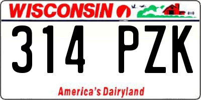 WI license plate 314PZK