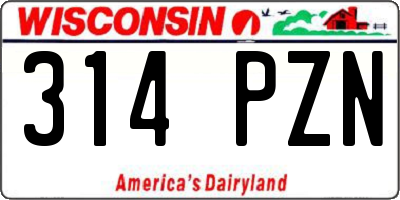 WI license plate 314PZN