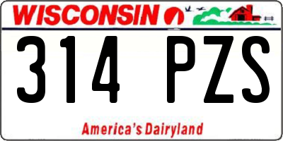 WI license plate 314PZS