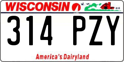 WI license plate 314PZY
