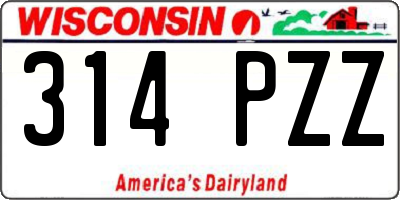 WI license plate 314PZZ