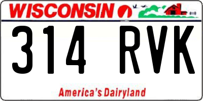 WI license plate 314RVK
