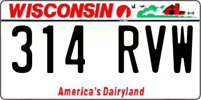 WI license plate 314RVW