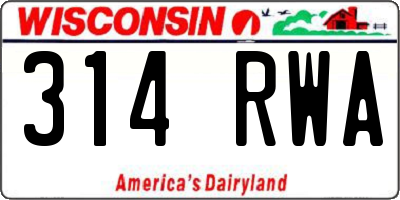 WI license plate 314RWA